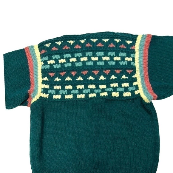 Vintage Handmade Boatneck Sweater Geometric Print - Picture 5 of 10